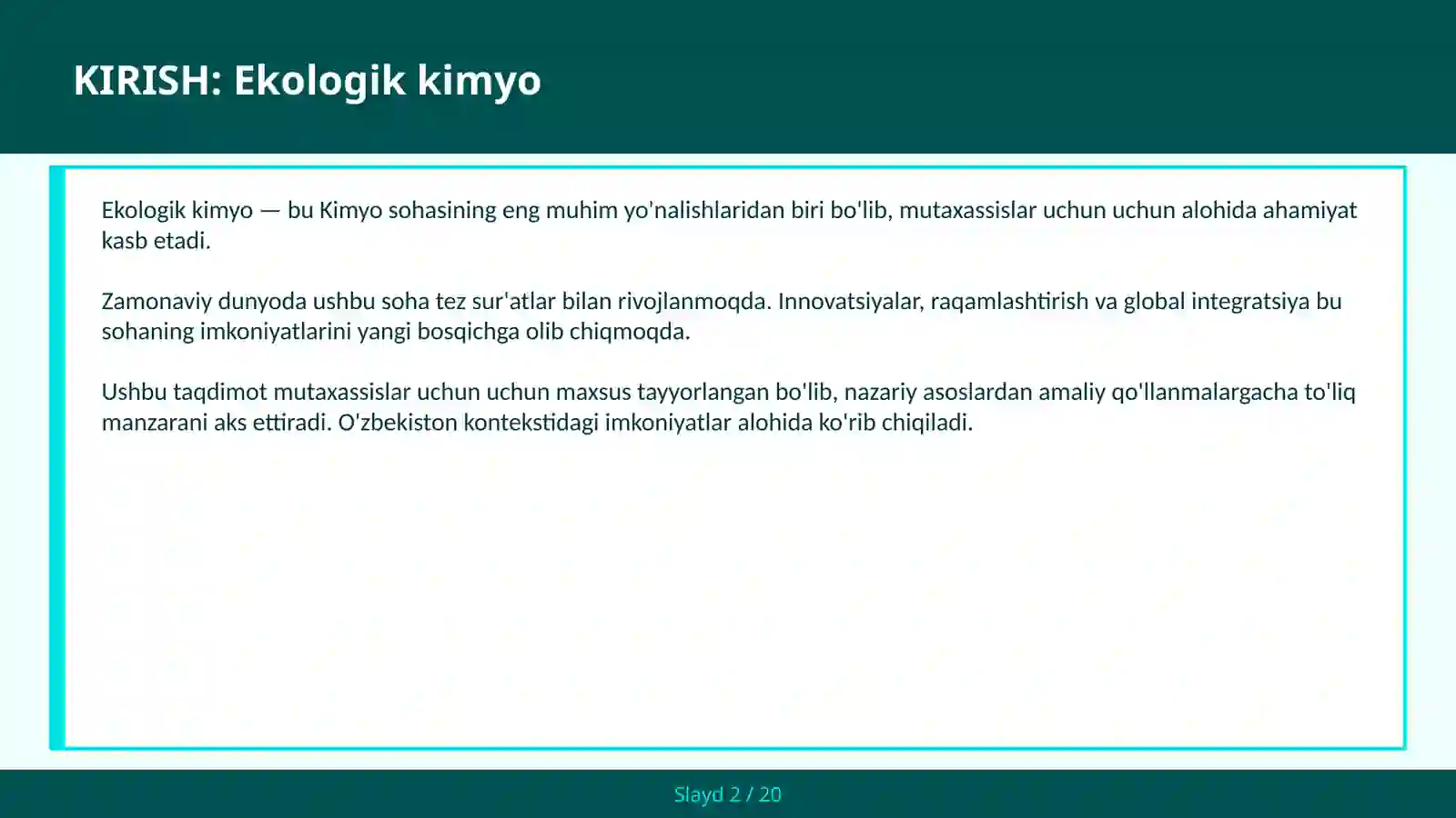 Ekologik kimyo 2