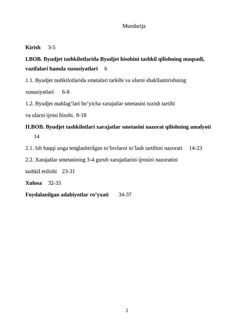 Byudjet tashkilotlarida xarajatlar smetasi ijrosining nazorat qilish 2