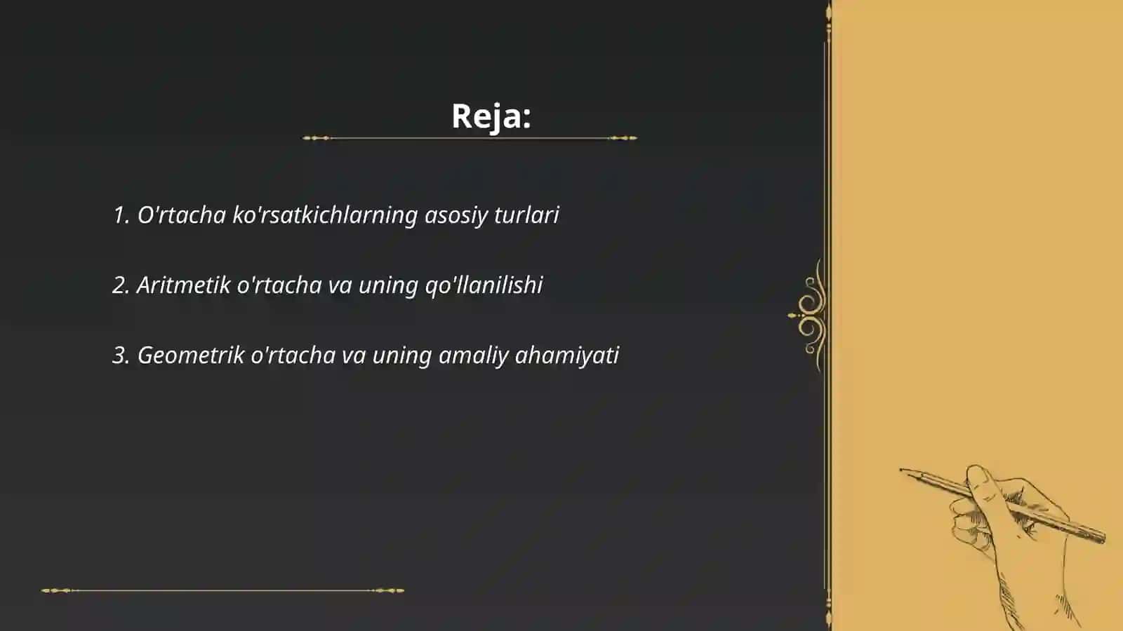 O'rtacha va nisbiy ko'rsatkichlarni hisoblash usuli hamda uni tahlilda qo'llanilishi 2