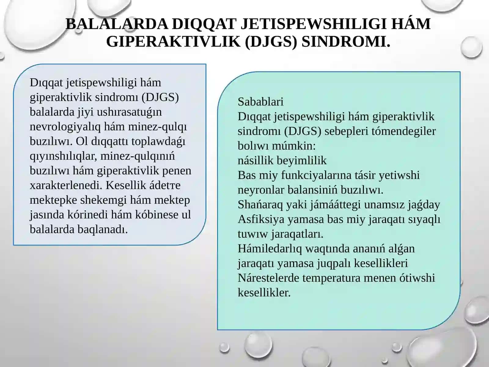 Balalarda diqqat jetispewshiligi hám giperaktivlik (DJGS) sindromı 2