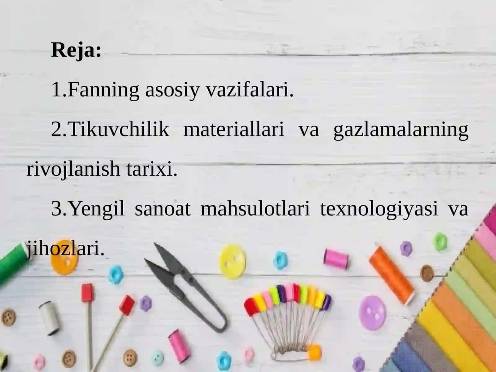 MAXSUS MATERIALSHUNOSLIK, TIKUVCHILIK JIHOZLARI FANINING MAQSAD VA VAZIFALARI 2