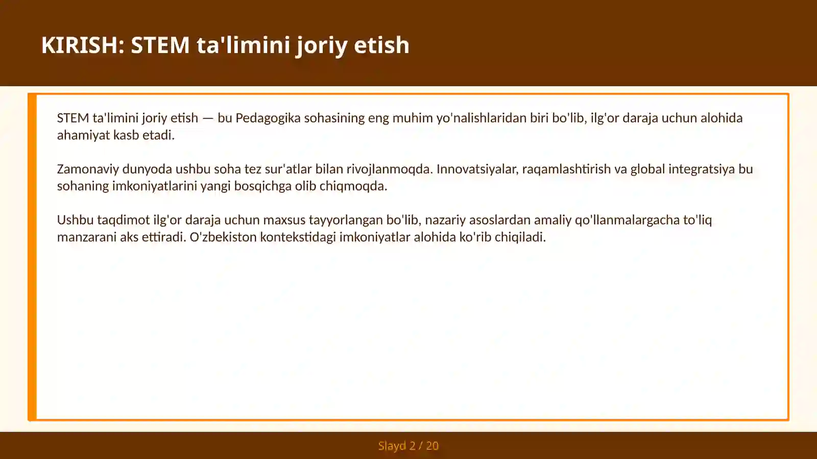 STEM TA'LIMINI JORIY ETISH 2