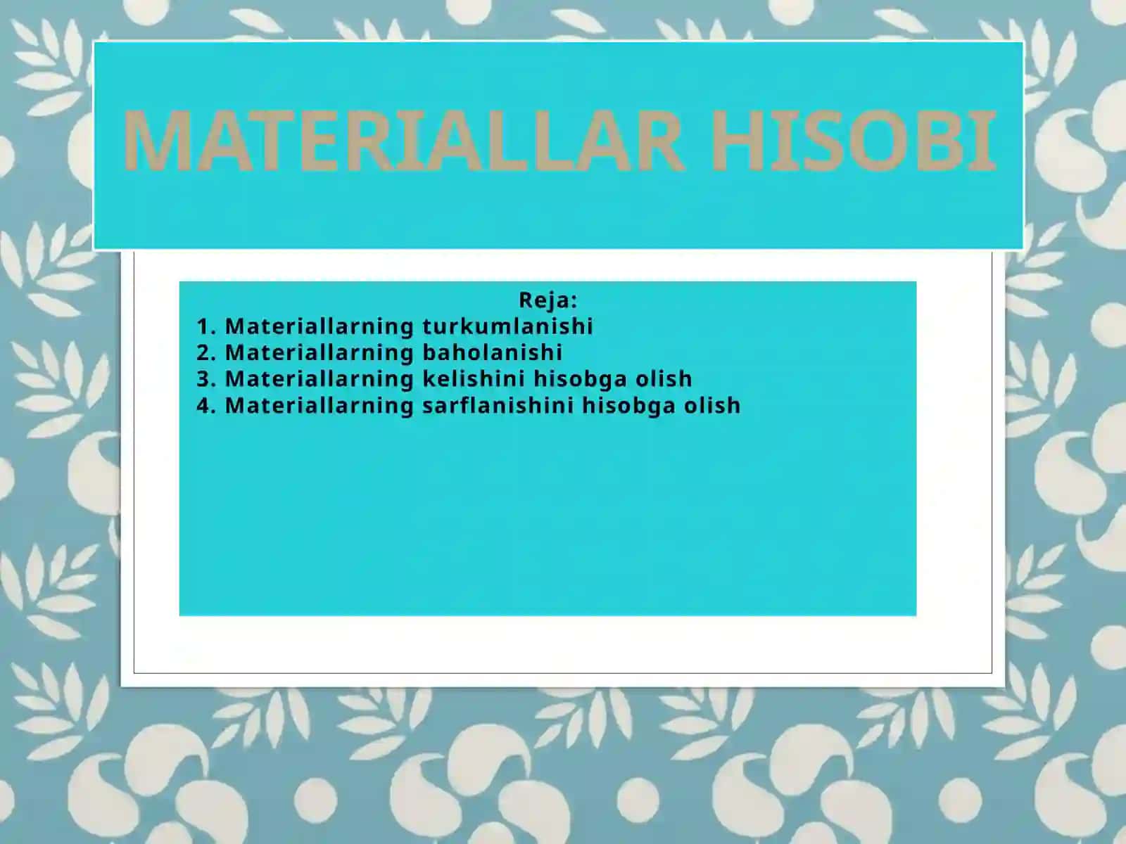 Materiallarhisobi 2