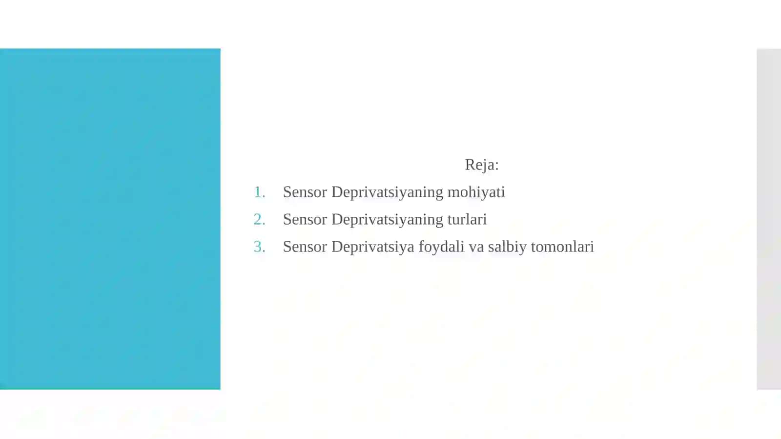 SENSOR DEPRIVATSIYA 2