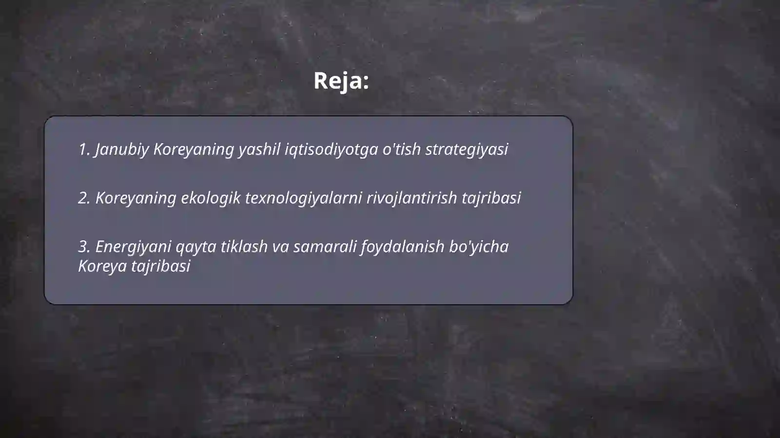 Janubiy Koreyaning yashil iqtisodiyotga o'tish strategiyasi 2