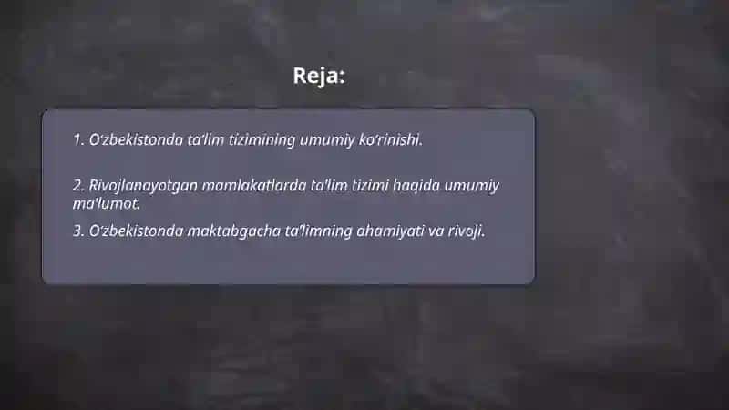 Oʻzbekiston va rivojlanayotgan mamlakatlar taʼlim tizimini tahlil qilish 2