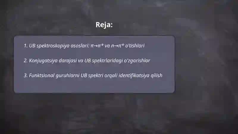 UB Spektroskopiya Organik Brikma Spektrini Olib Tahlil Qilish 2