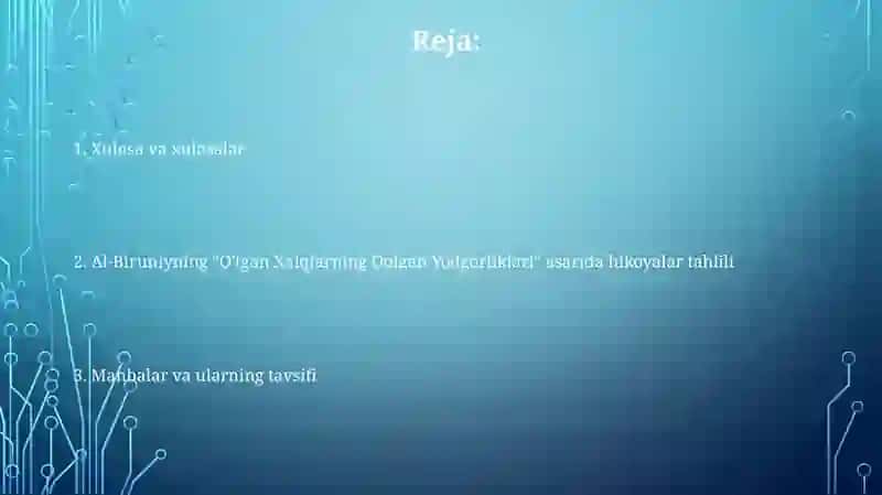 Al-Biruniyning "Oʻtmish xalqlaridan qolgan yodgorliklar" asaridagi rivoyatlarni tahlil qilish 2