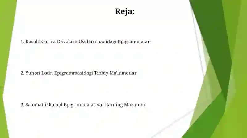 Yunon-lotin epigrammalarida tibbiyot salomatlik 2