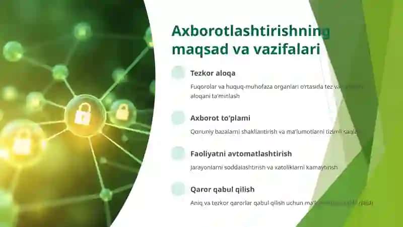 Huquqni qoʻllash va huquqni muhofaza qilish faoliyatini axborotlashtirish 2