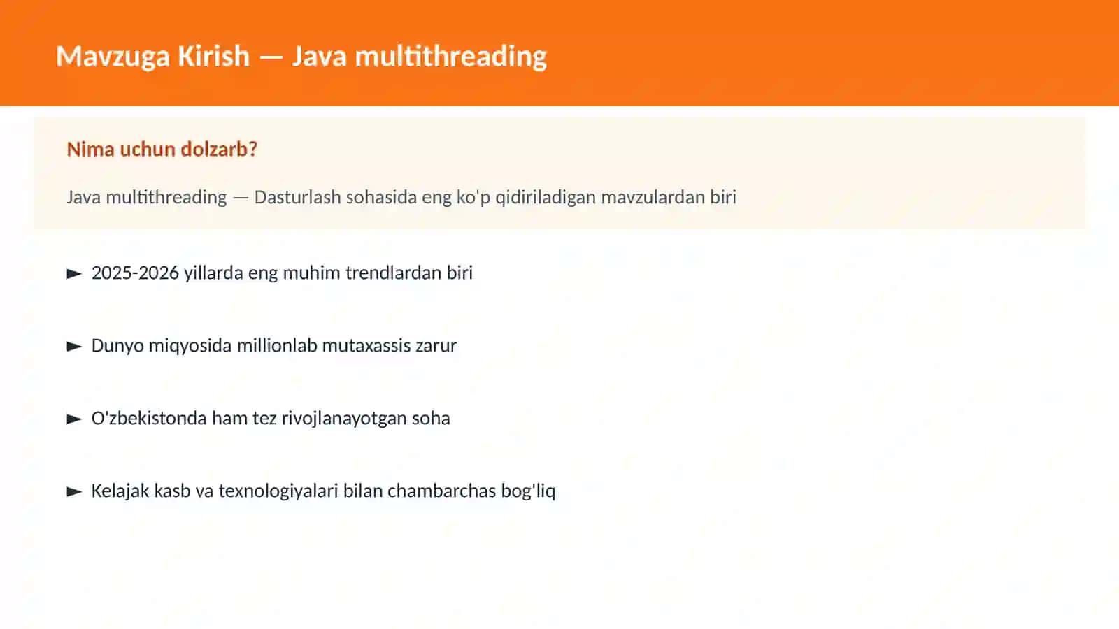 DASTURLASH | JAVA VA KORXONA 2