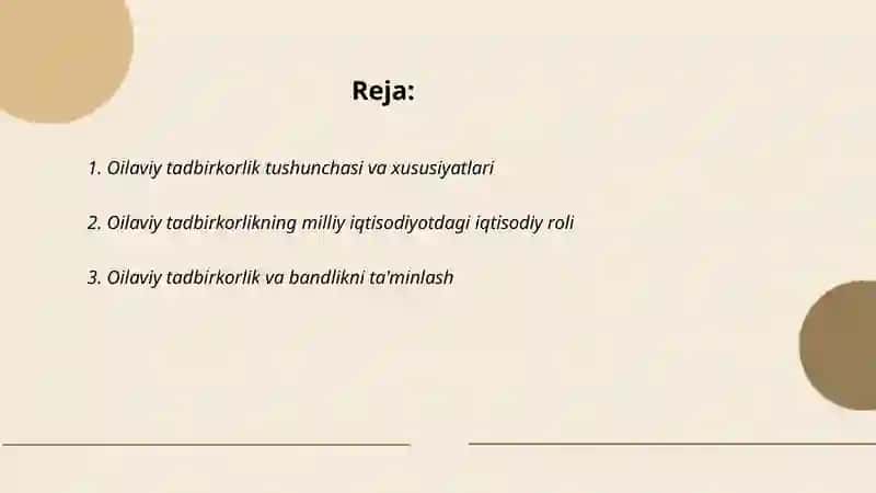 Oilaviy tadbirkorlikning milliy iqtisodiyotdagi o'rni va ahamiyati 2