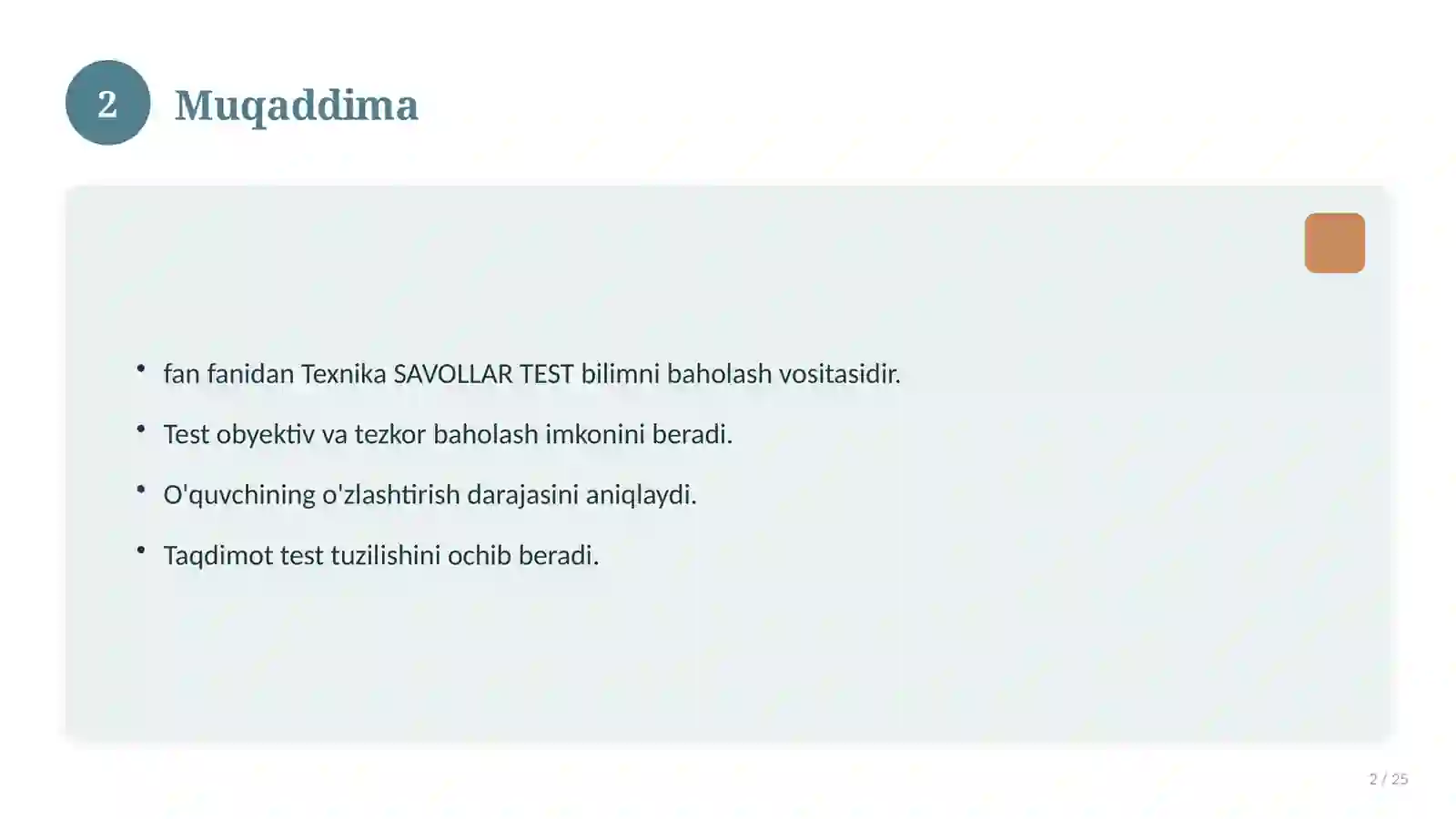 Texnika SAVOLLAR TEST 2
