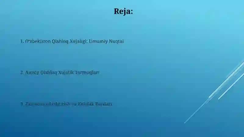 Oʻzbekiston Qishloq Xujaligi: Umumiy Nuqtai 2
