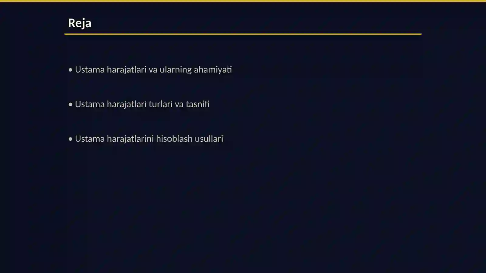 Ustama harajatlari hisobi 2