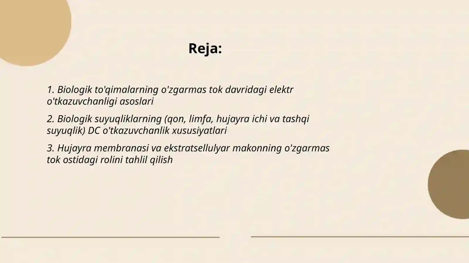Biologik to'qimalar va suyuqliklarning o'zgarmas tokda elektr o'tkazuvchanligi 2