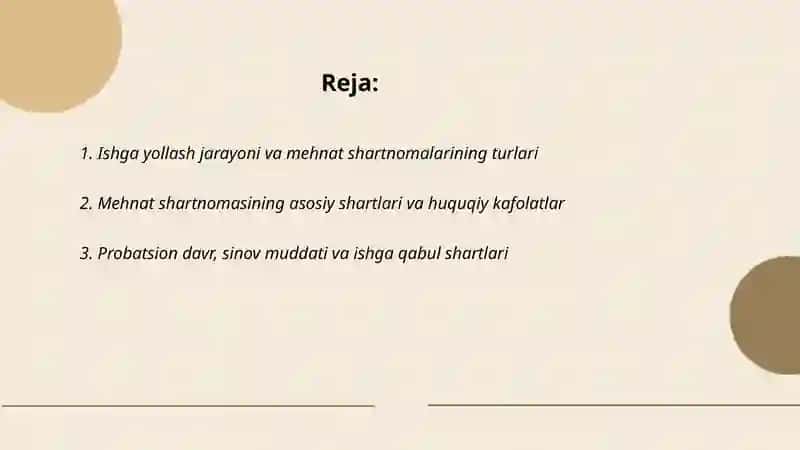 Ishga yollanish va mehnat shartnomalari 2