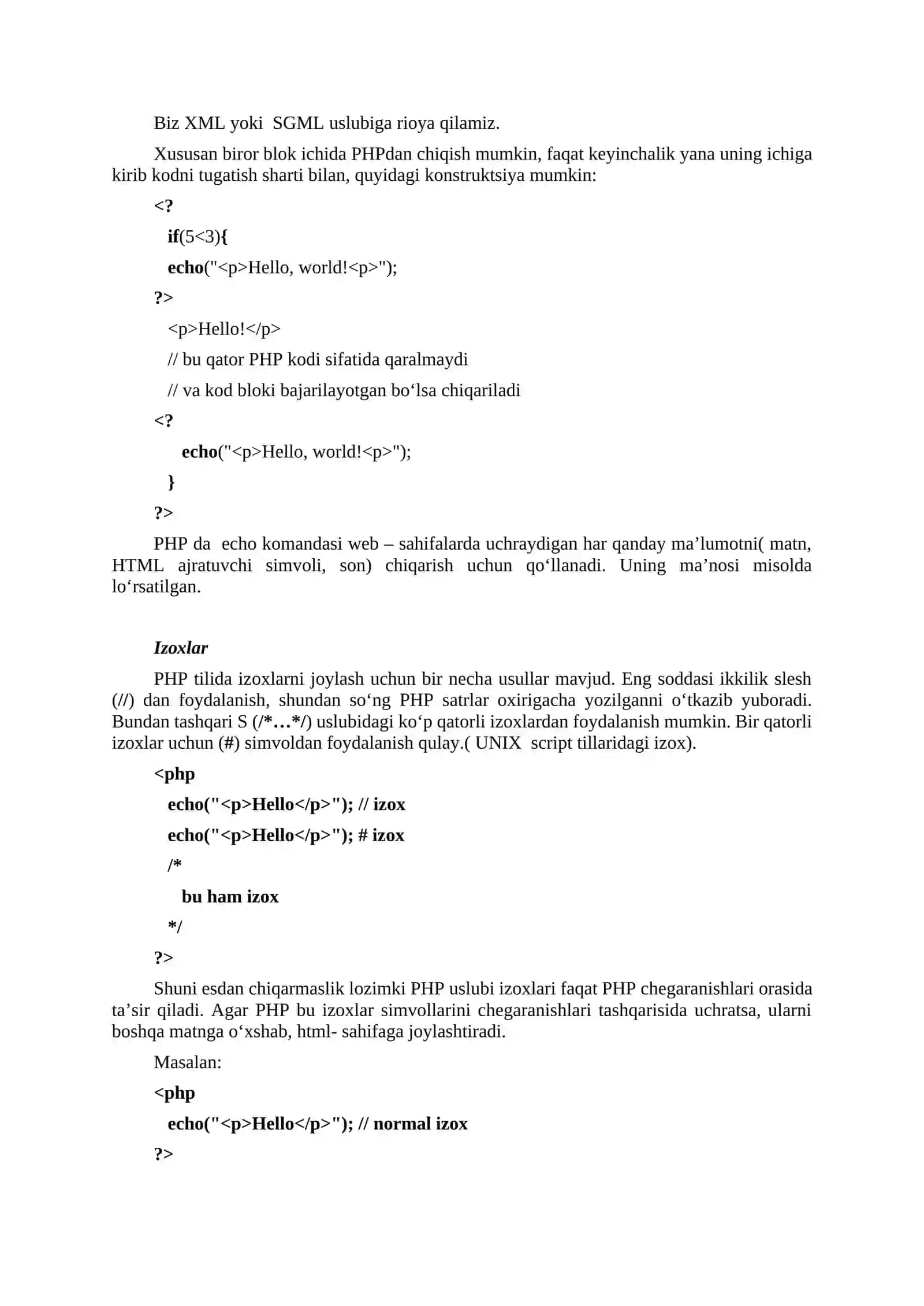 PHP аsоslаri 2