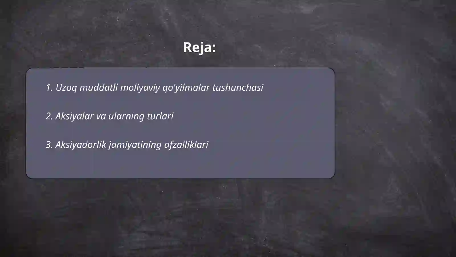 Uzoq muddatli moliyaviy qo'yilmalar tarkibi 2