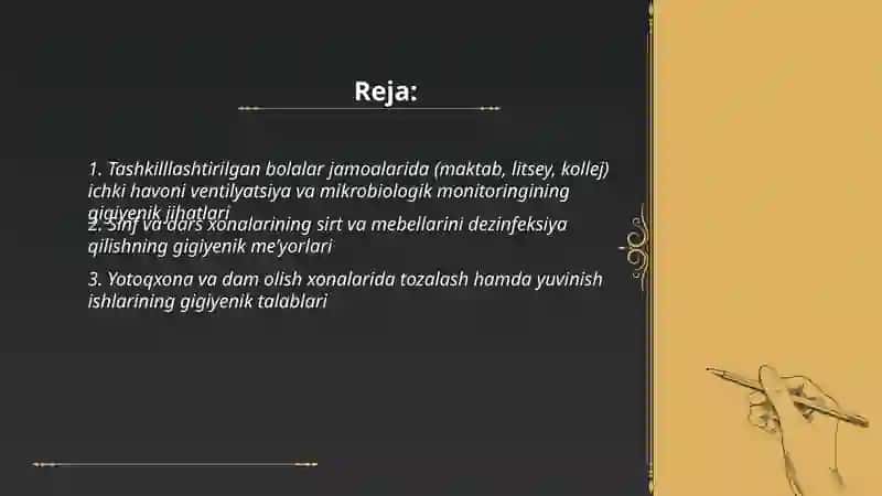 Tashkilllashtirilgan bolalar jamoalarida UASH ishining gigeynik jihatlari 2