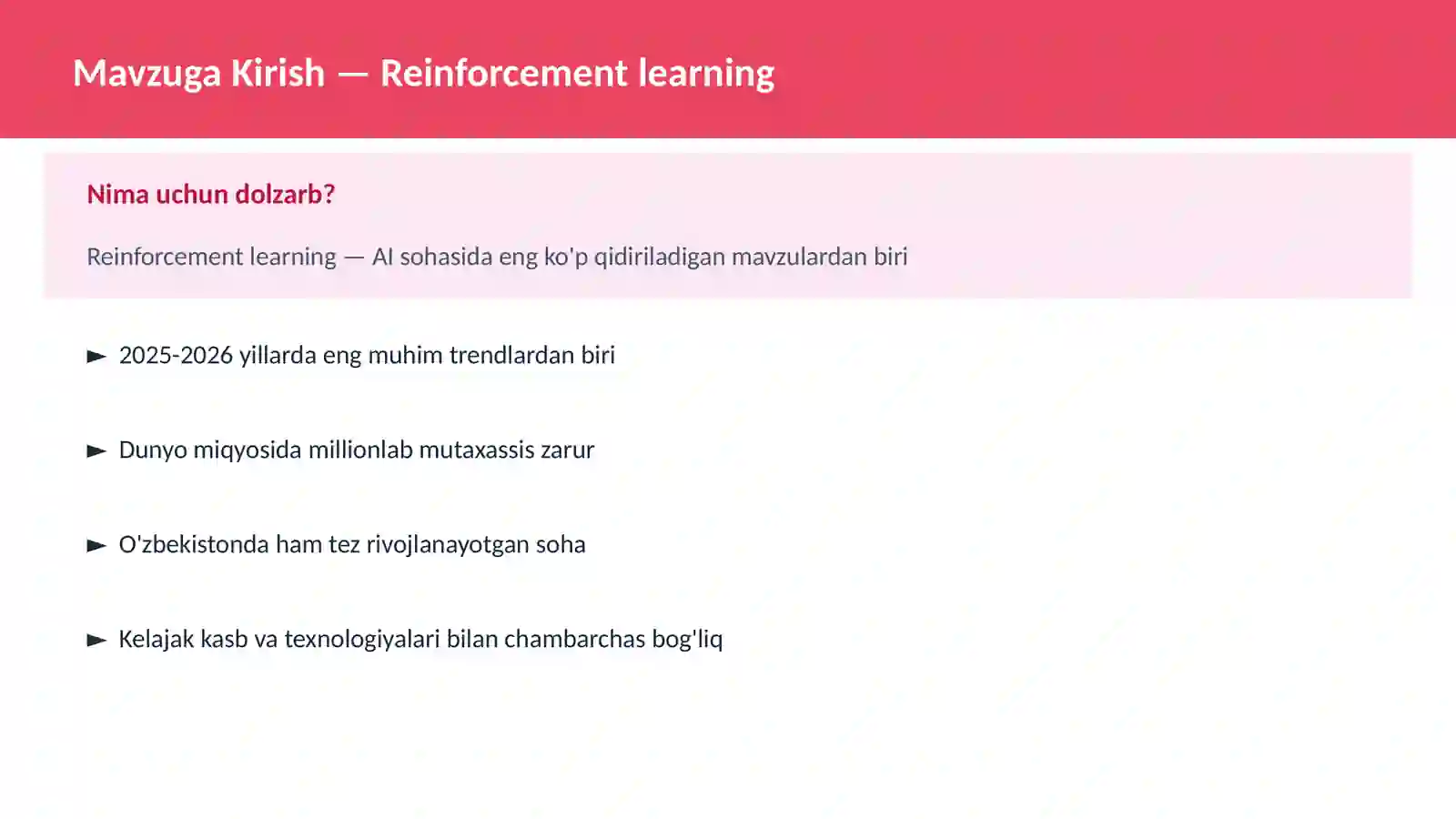 Reinforcement learning 2