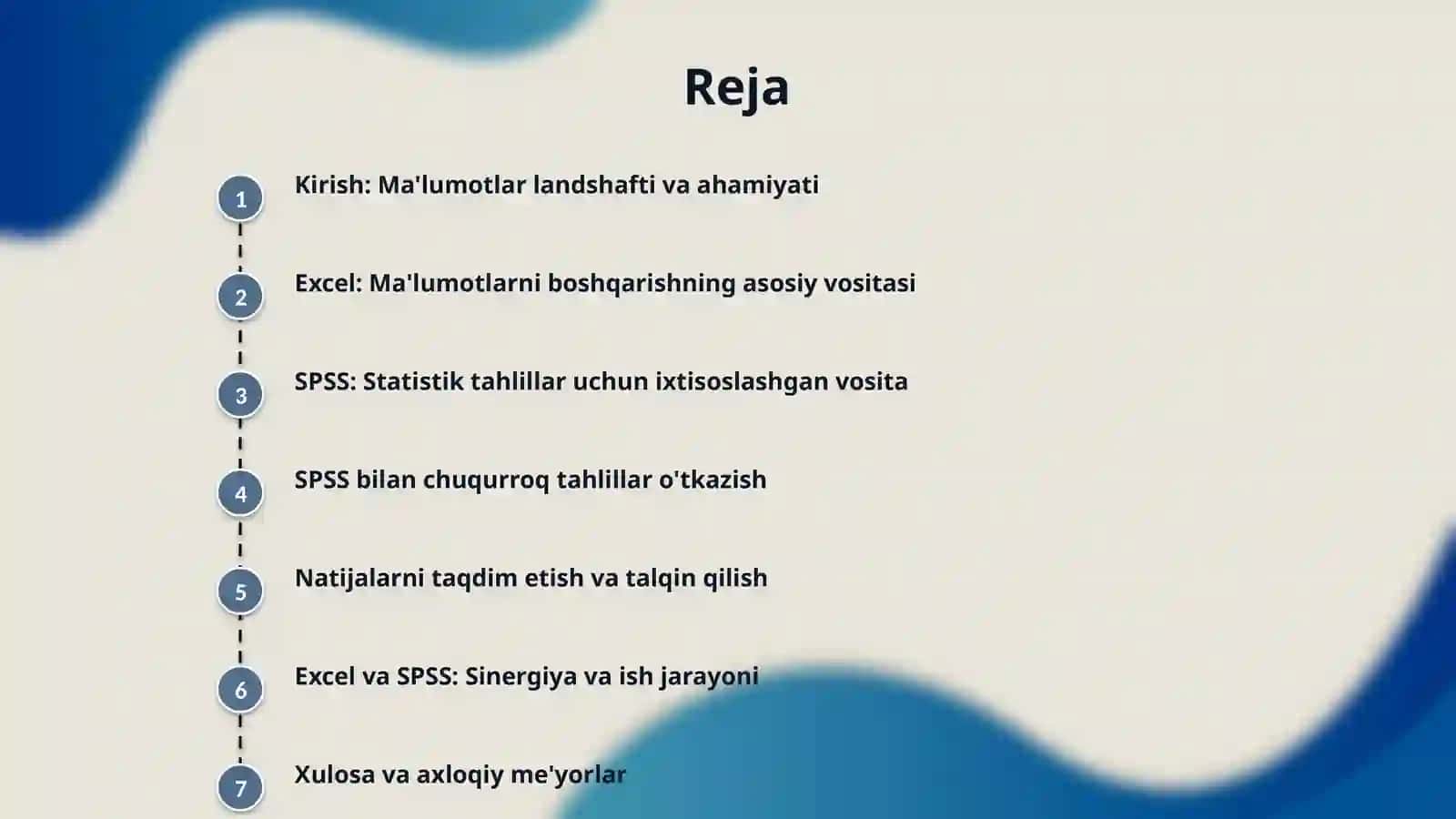 EXCEL VA SPSS KOMPYUTER DASTURLARIDA MA’LUMOTLARNI TASHKIL QILISH 2