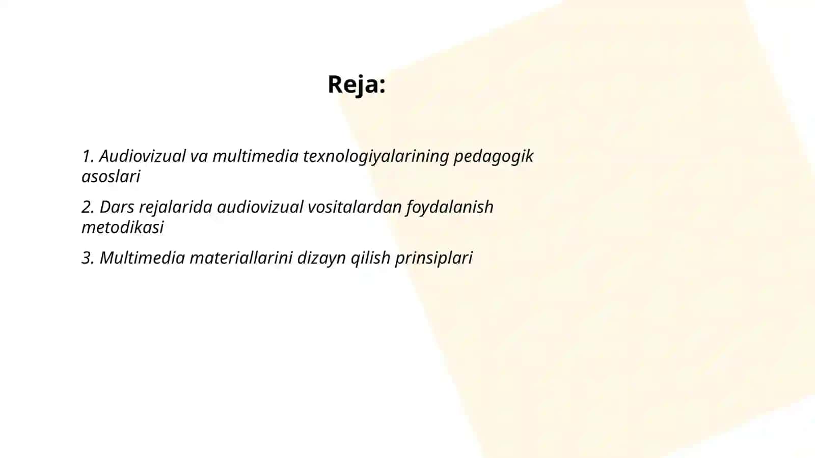 Audiovizuval va multimedia texnalogiyalaridan foydalanish matodikasi 2
