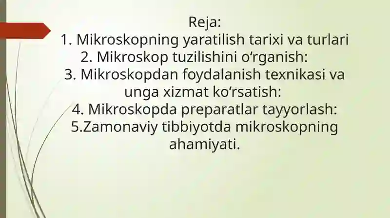Mikroskop. Mikroskop bilan ishlash qoidasi vaqtinchalik preperat tayyorlash 2