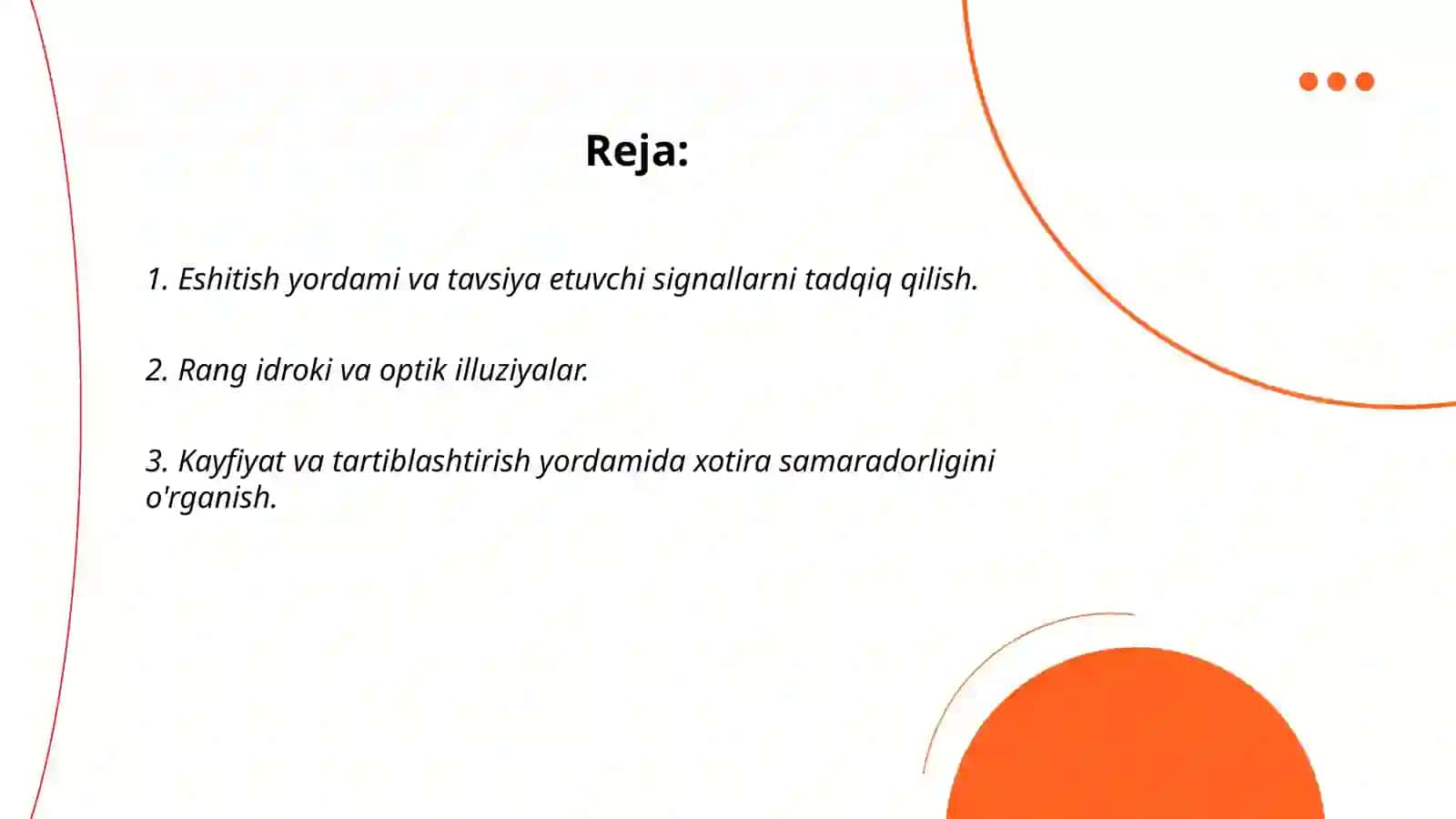 Eksperimental psixologiyada talabaning shaxsiy tadqiqoti uchun mavzu tanlash 2