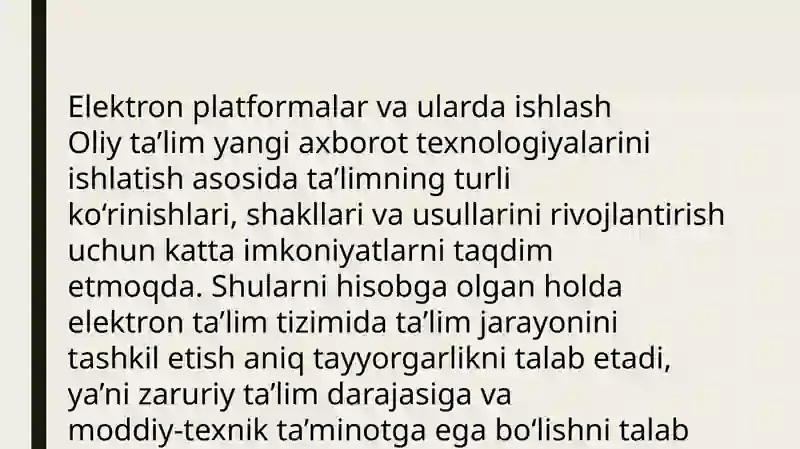 Elektron plotformalarda ishlash asoslari 2