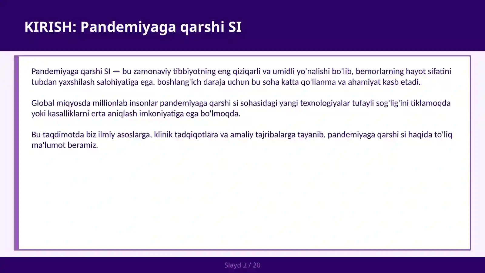 Pandemiyaga qarshi SI 2