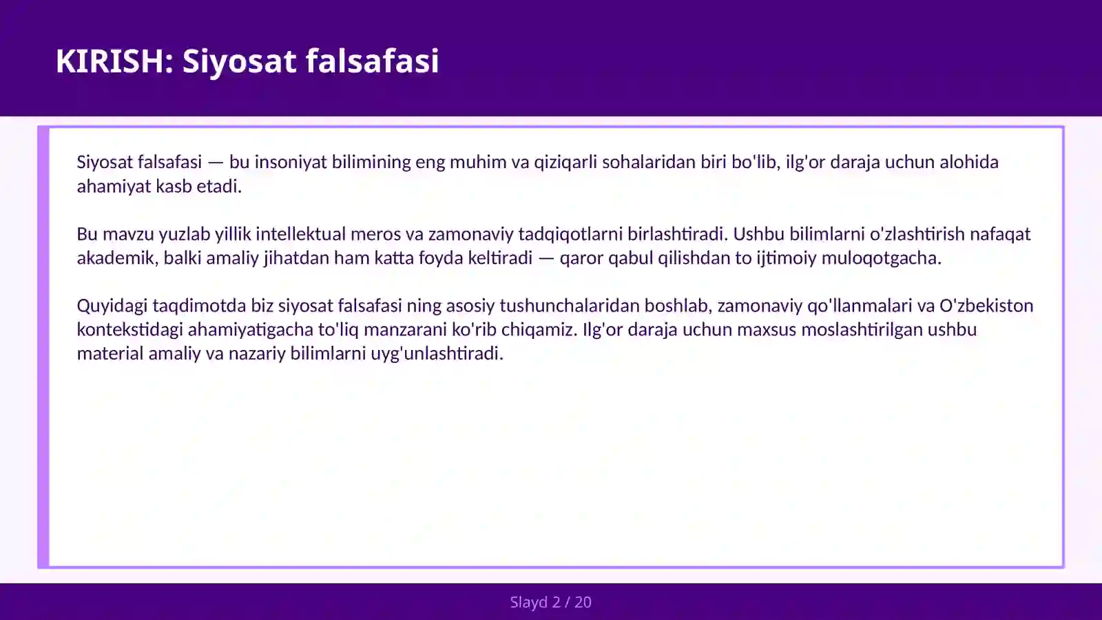 Siyosat Falsafasi 2