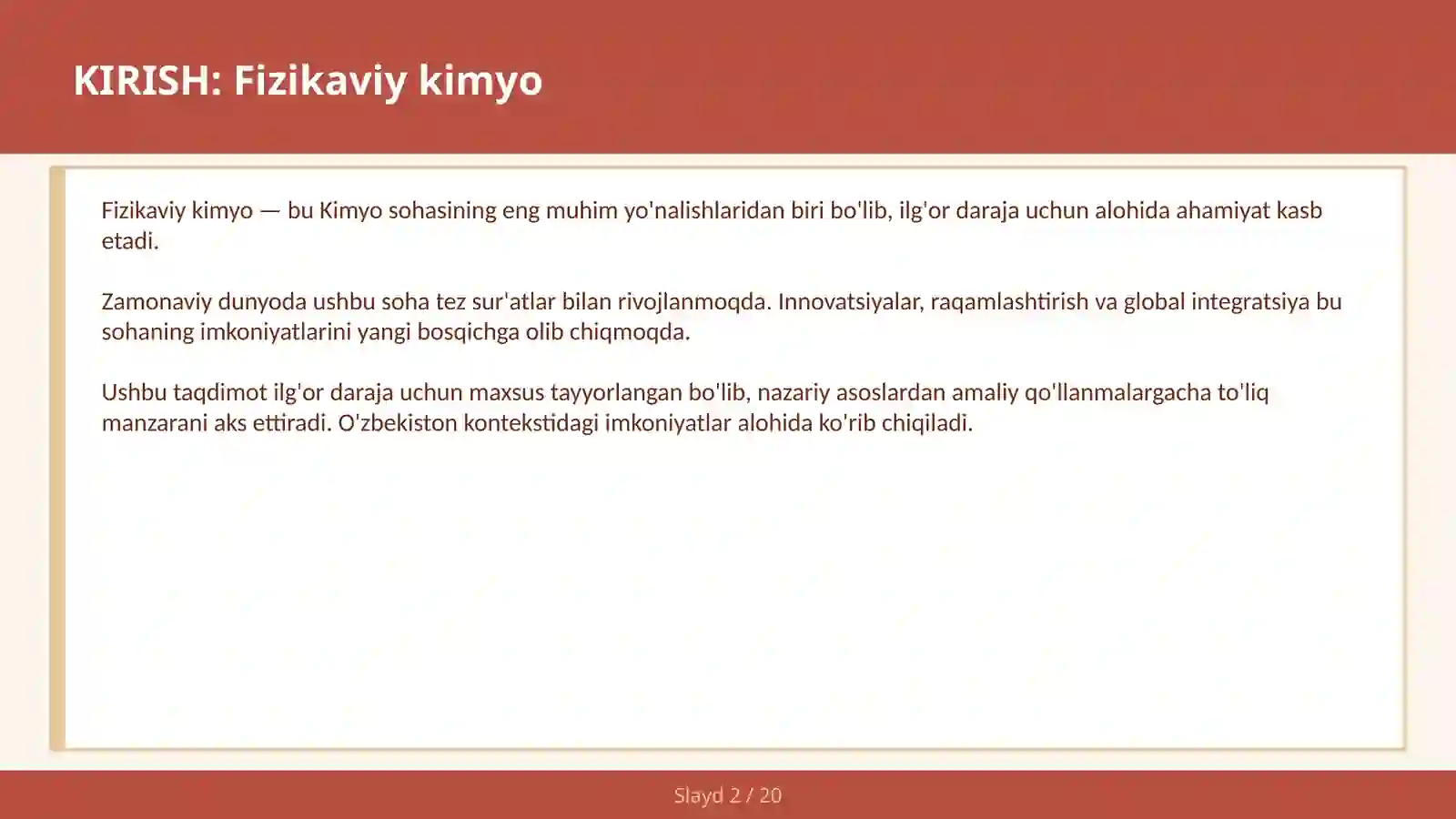 Fizikaviy kimyo 2