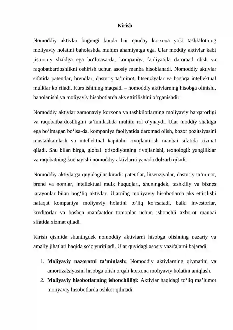 Nomoddiy aktivlar hisobi 2