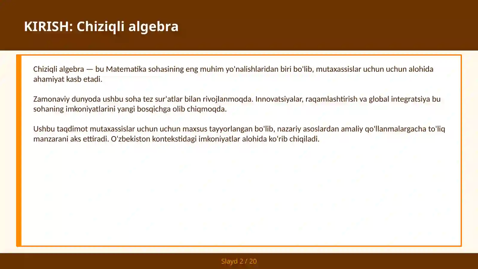 Chiziqli algebra 2