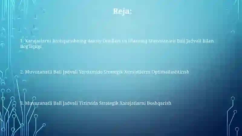 Xarajatlarni Boshqarishning Asosiy Omillari va Ularning Muvozanatli Ball Jadvali Bilan Bog'liqligi 2