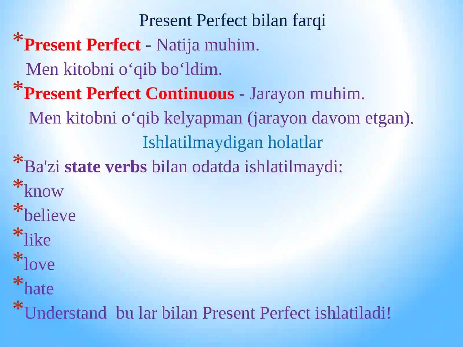 present perfect continous 2