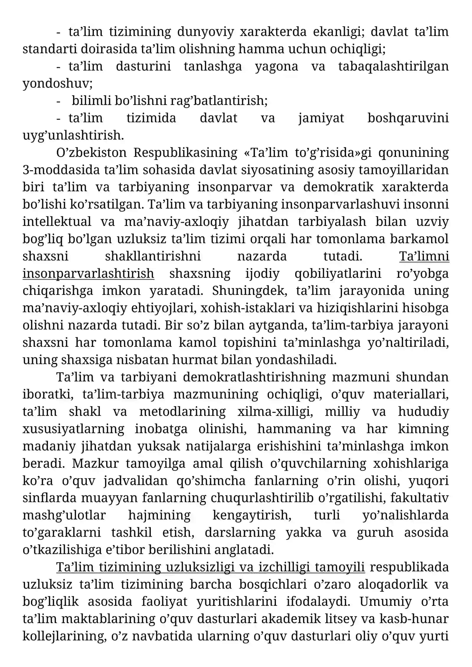 O’zbekiston RESPUBLIKASI TA’LIM TIZIMI VA UNING TURLARI 2