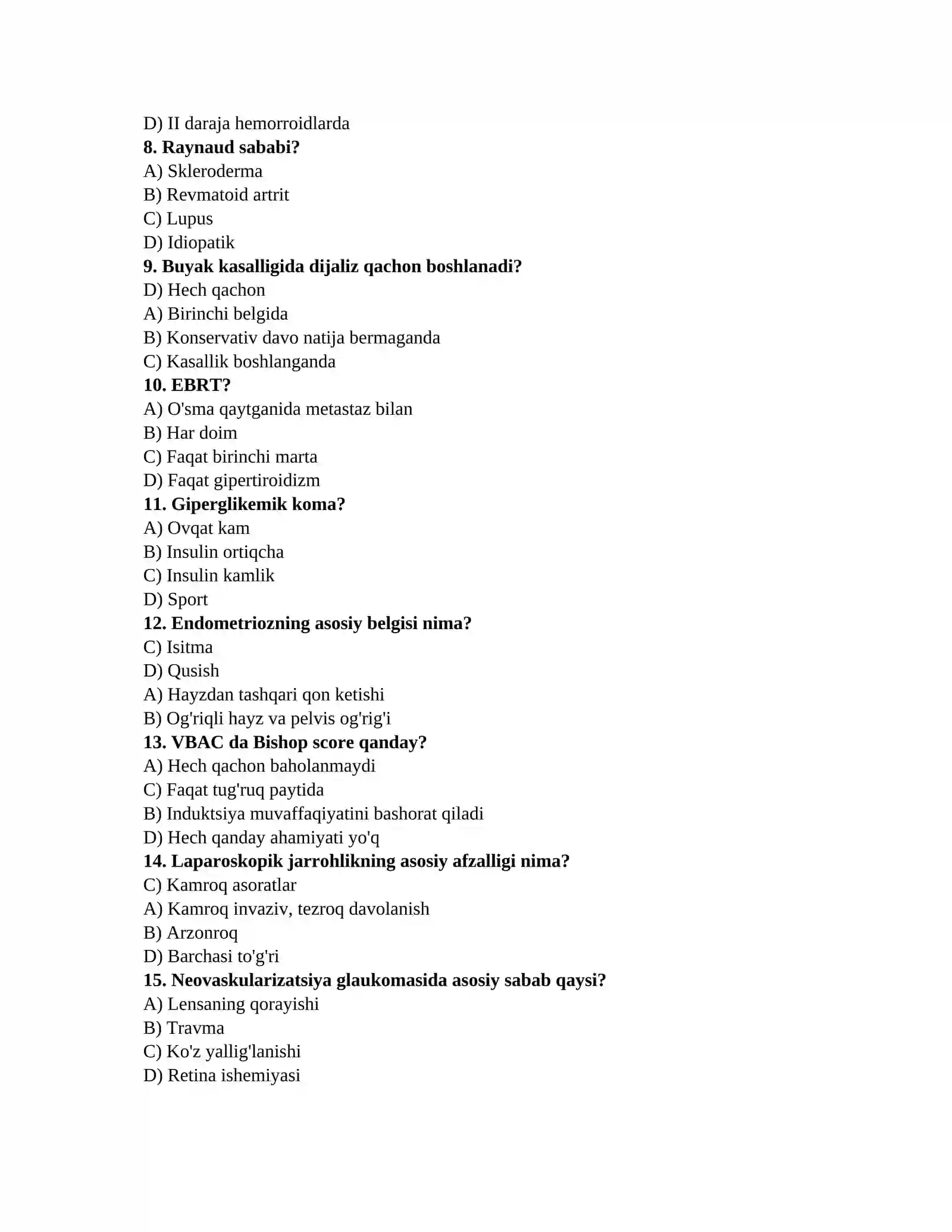 Tibbiyot testlari online 2
