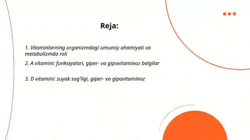 Vitaminlarning organizmdagi ahamiyati giper va gipo avitaminozlar 2