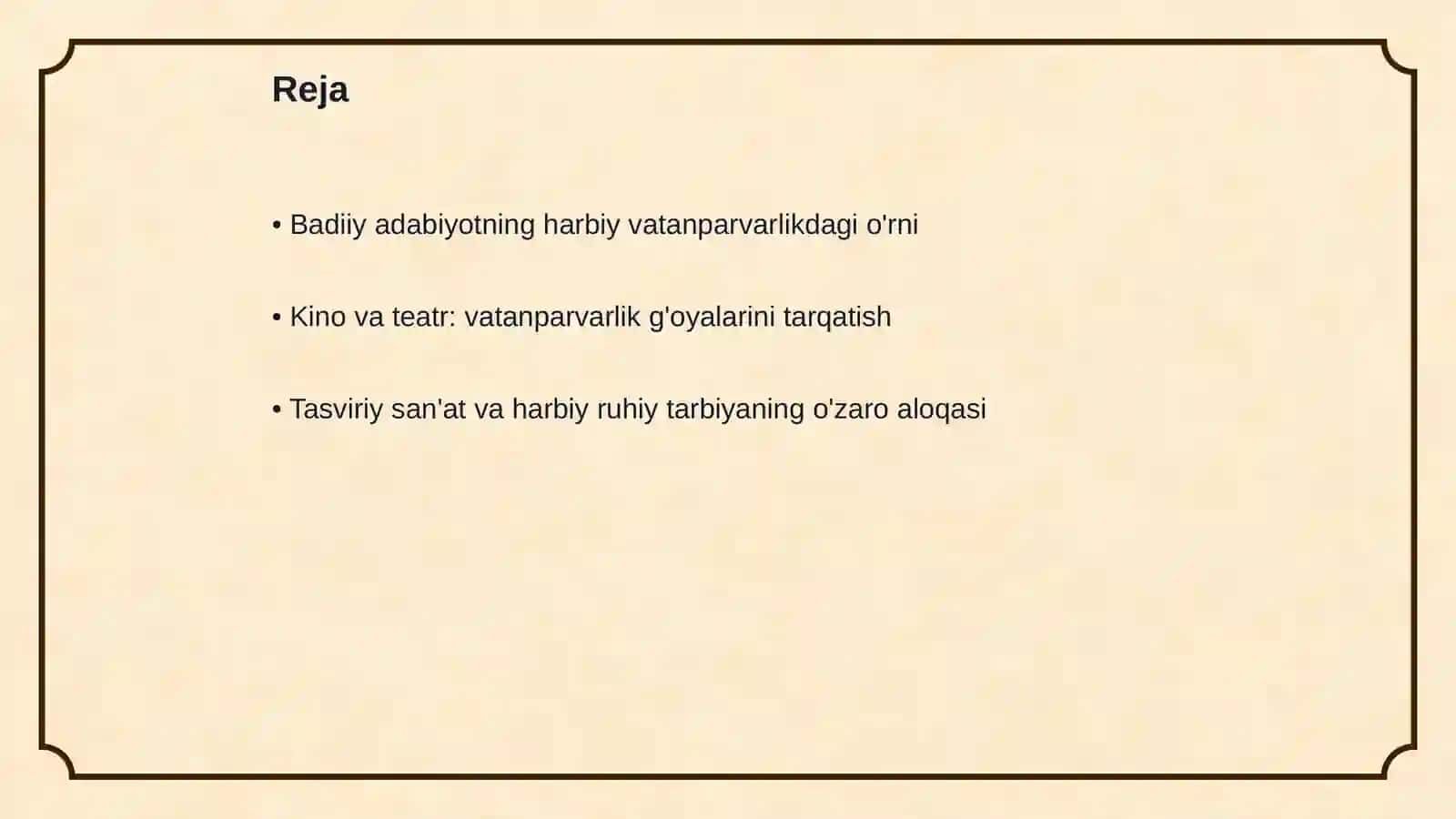 Harbiy vatanparvarlik tarbiyasida badiiy adabiyot, kino, teatr va tasviriy san'atni ahamiyati 2
