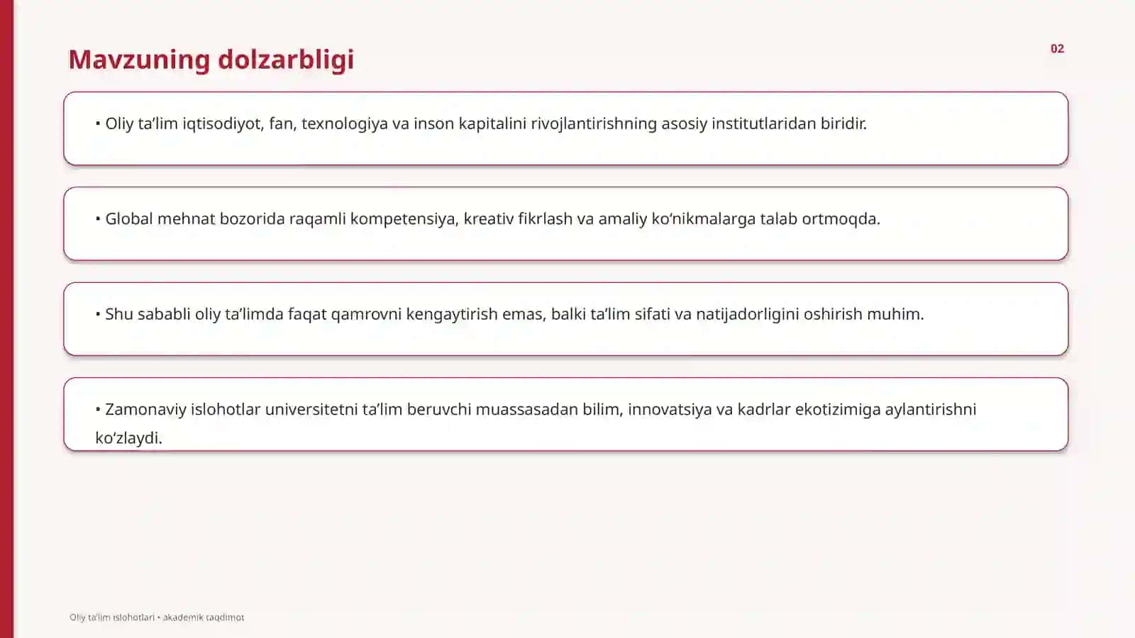 OLIY TA’LIM TIZIMIDAGI ZAMONAVIY ISLOHOTLAR 2