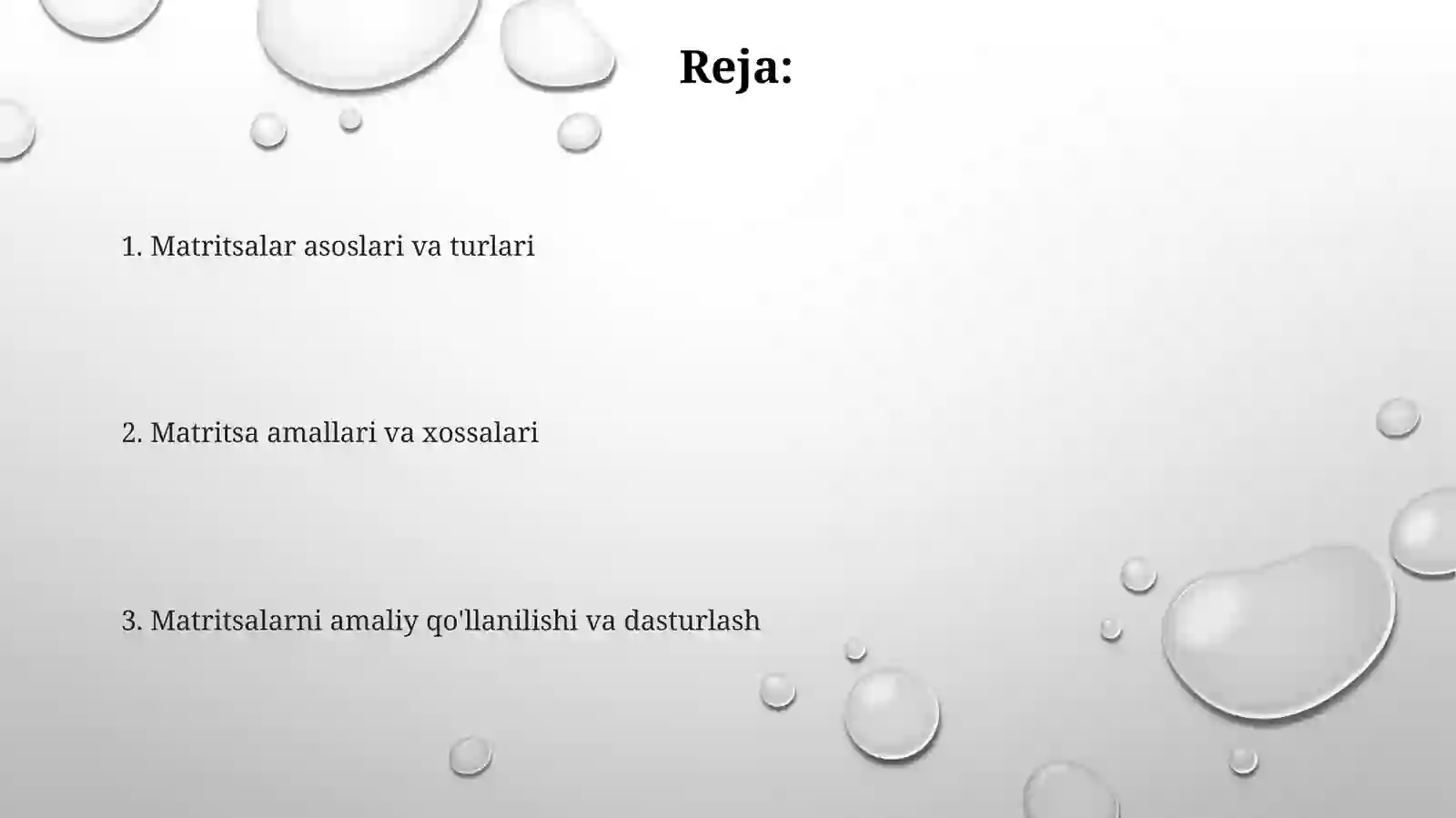 Matritsalar ustida amallar 2