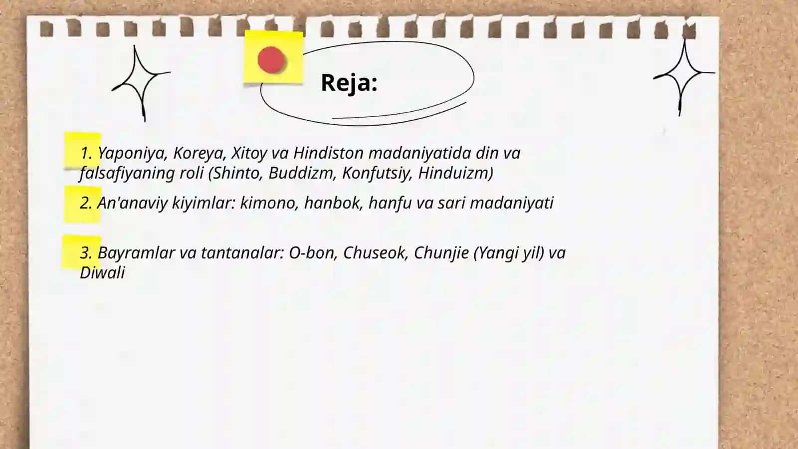 Yaponiya, Koreya, Xitoy va Hindiston xalqlari madaniyati 2
