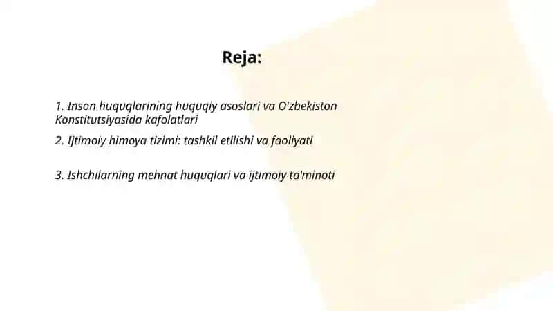 Inson huquqlari va ijtimoiy himoya 2