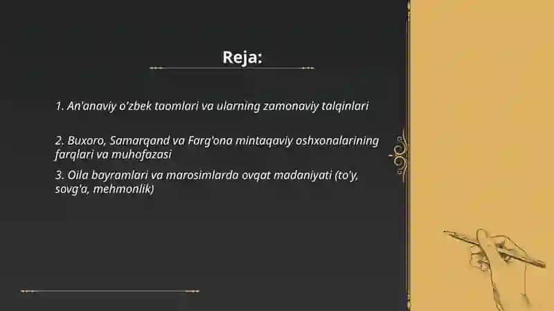 An'anaviy o'zbek taomlari va ularning zamonaviy talqinlari 2