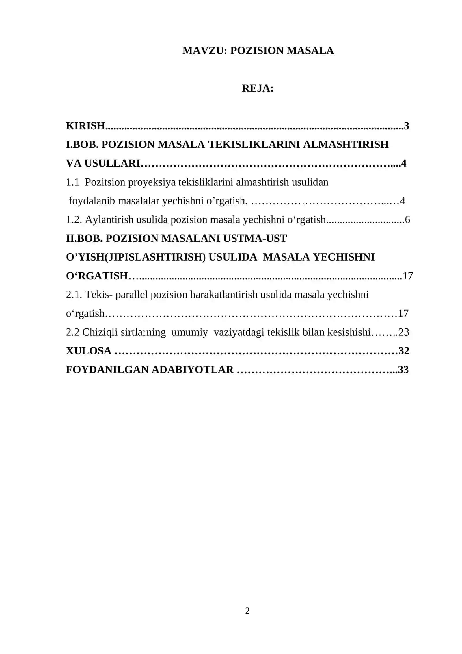 POZISION MASALA 2
