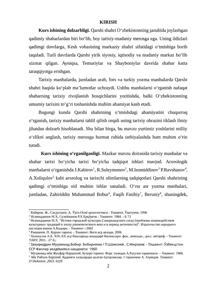 Qarshi Shahri Tarixiga oid manbalar 2