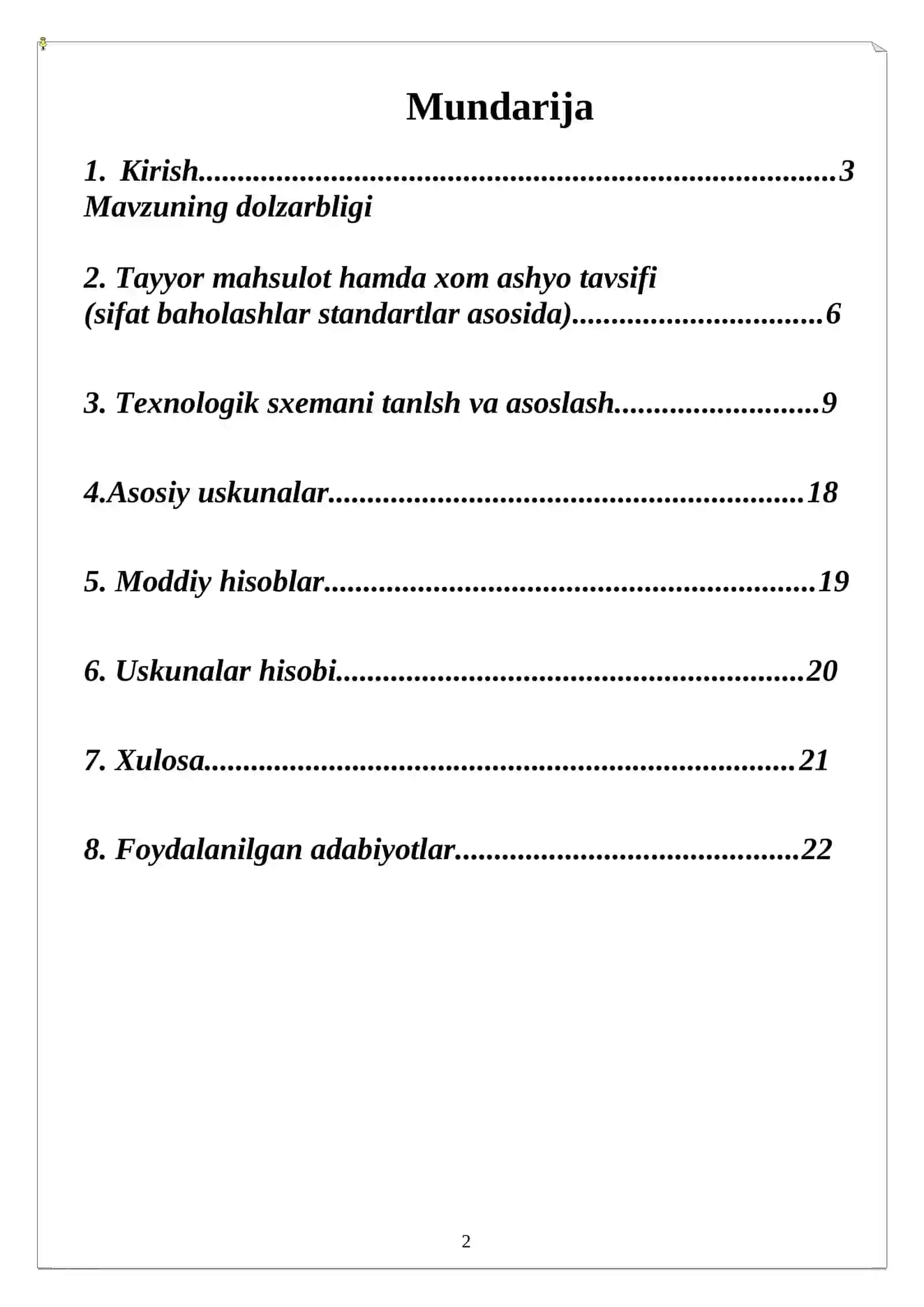 “O`simlik moylari ishlab chiqarish va yog`larni qayta ishlash texnologiyasi” f a n i d a n KURS LOYIHASI 2