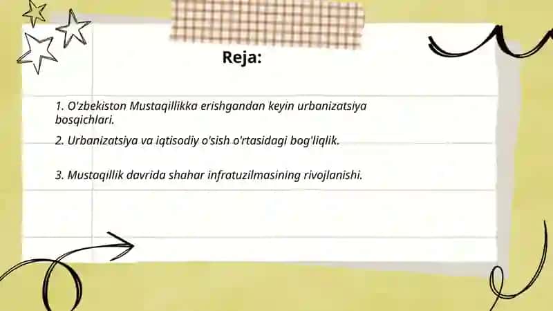 Mustaqillik yillarida O'zbekistonda urbanizatsiya jarayonining rivojlanishi 2